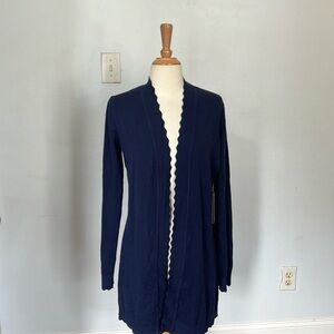 Stitch Fix Evolution Navy Open Scallop‎ Edged Cardigan Size M